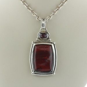 Whitney Kelly 925 Sterling Silver WK Red Jasper Necklace
